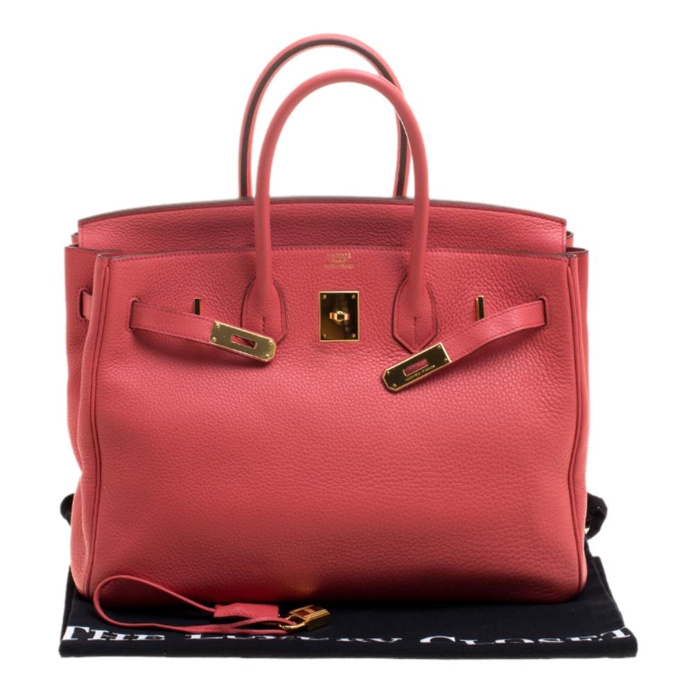 Hermes Rose Lipstick Togo Leather Gold Hardware Birkin 35 Bag 11