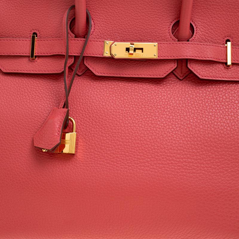 Women's Hermes Rose Lipstick Togo Leather Gold Hardware Birkin 35 Bag