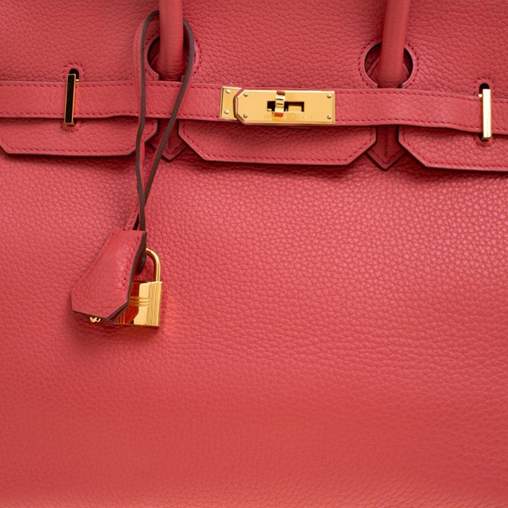 Hermes Rose Lipstick Togo Leather Gold Hardware Birkin 35 Bag 4