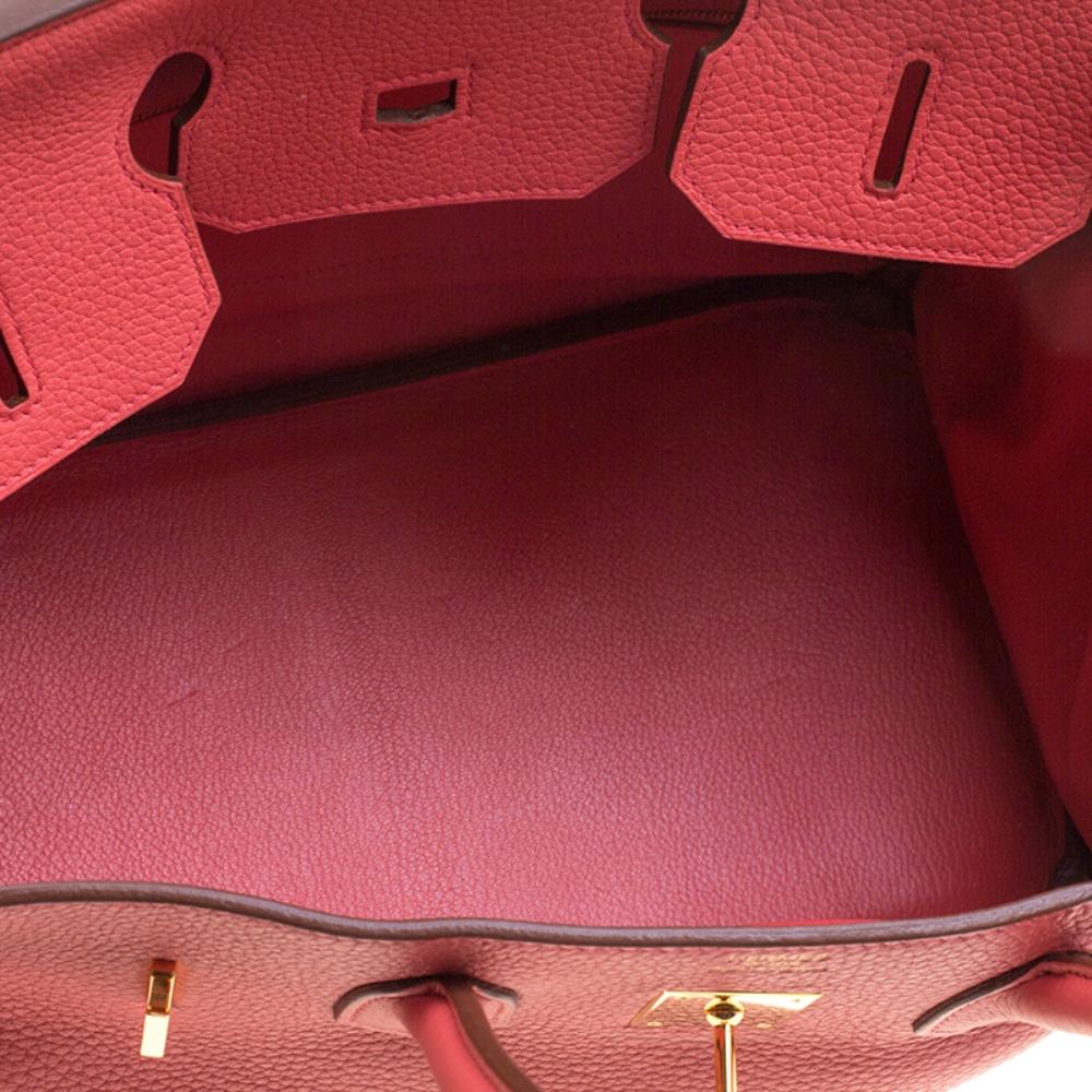 Hermes Rose Lipstick Togo Leather Gold Hardware Birkin 35 Bag 5