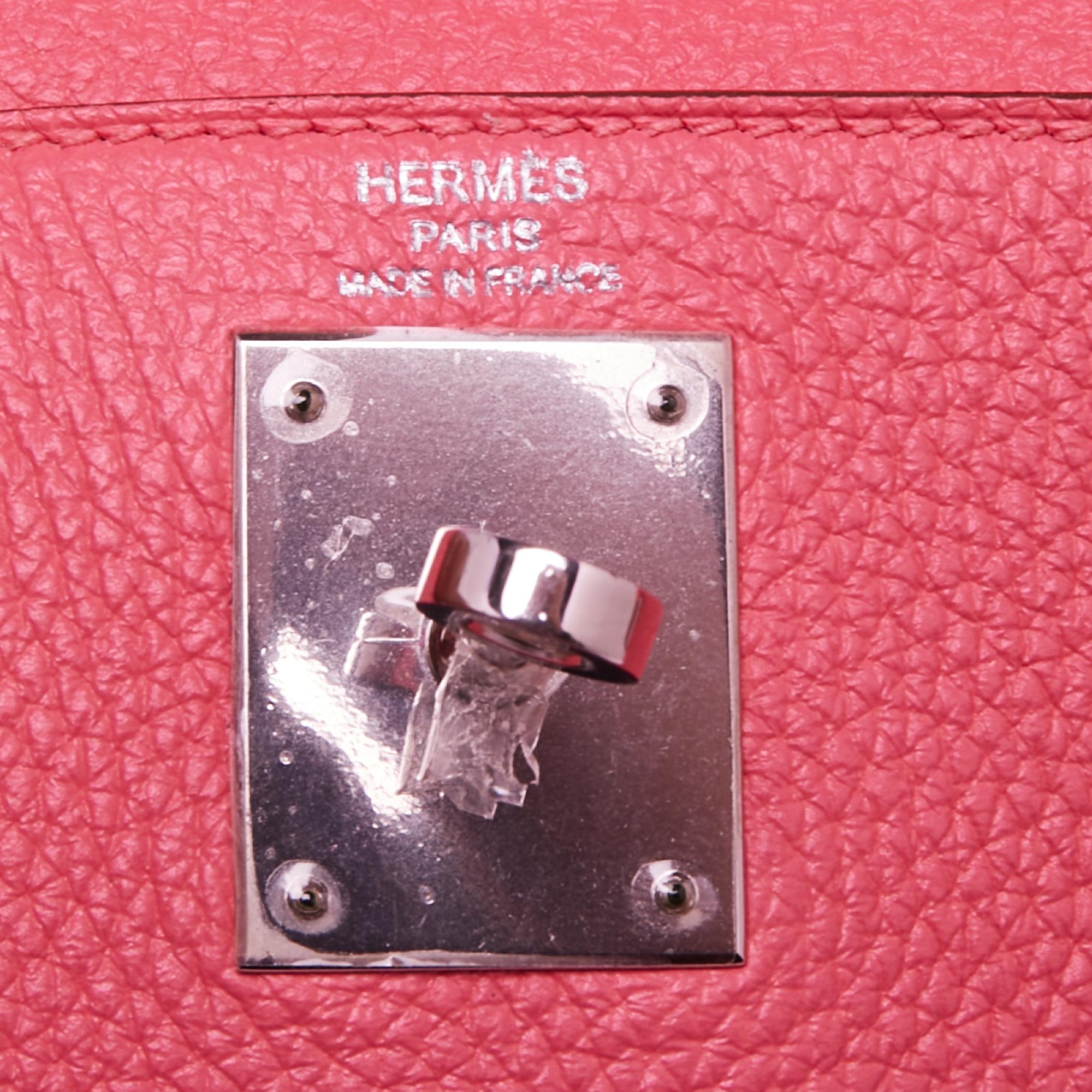 Hermes Rose Lipstick Togo Leather Palladium Finish Kelly Retourne 28 Bag 5