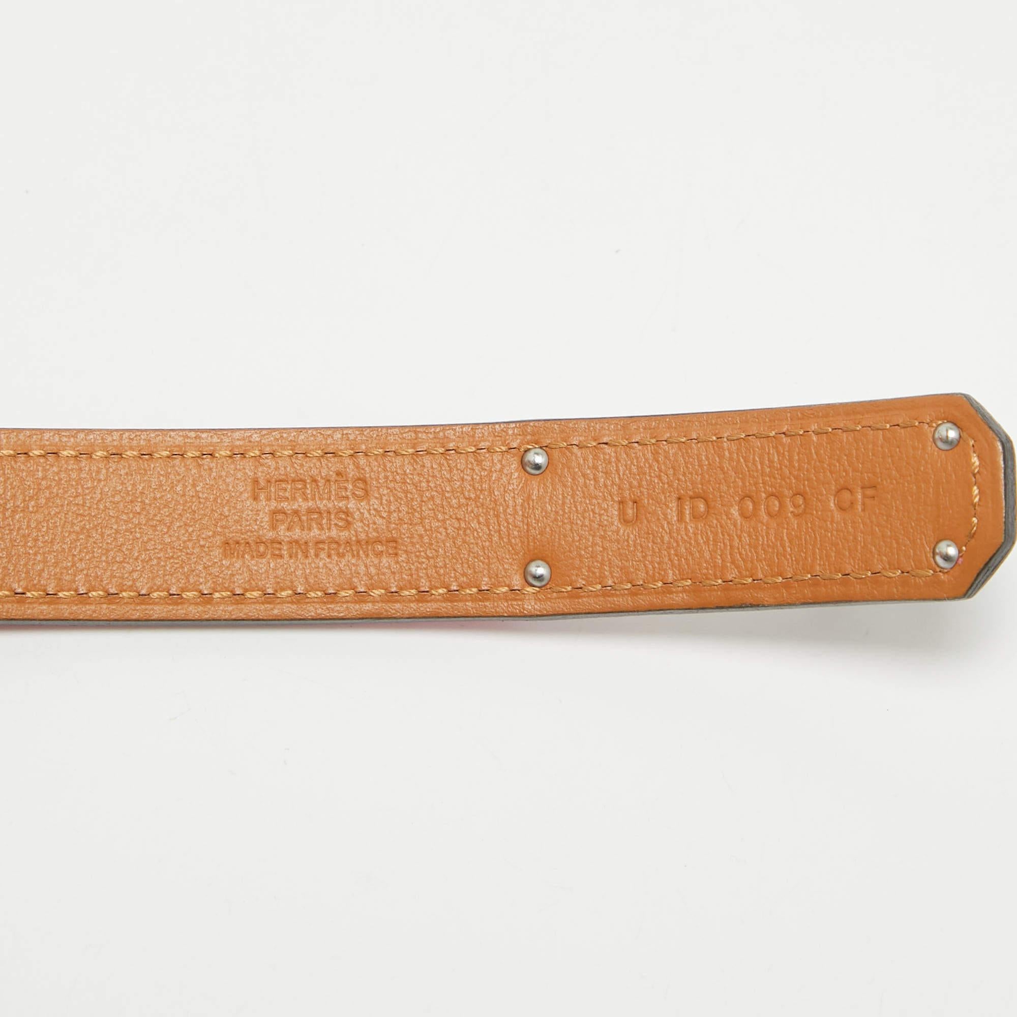 Women's Hermes Rose Mexico Epsom Leather Palladium Finish Kelly 18 Belt Adjustable
