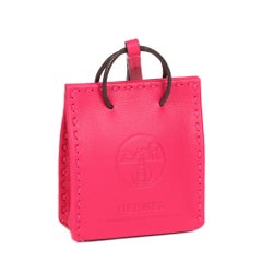 Hermès ROSE MEXICO LAMBSKIN LEATHER SHOPPING BAG CHARM