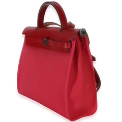 Hermès Rose Mexico Rouge Piment Toile Militaire Hunter Herbag Zip 31 PHW