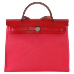 Hermès Rose Mexico Rouge Piment Toile Militaire Hunter Herbag Zip 31 PHW