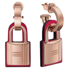 Hermes Rose Mexico Swift Calfskin With Rose Gold Plated O'Kelly Earrings