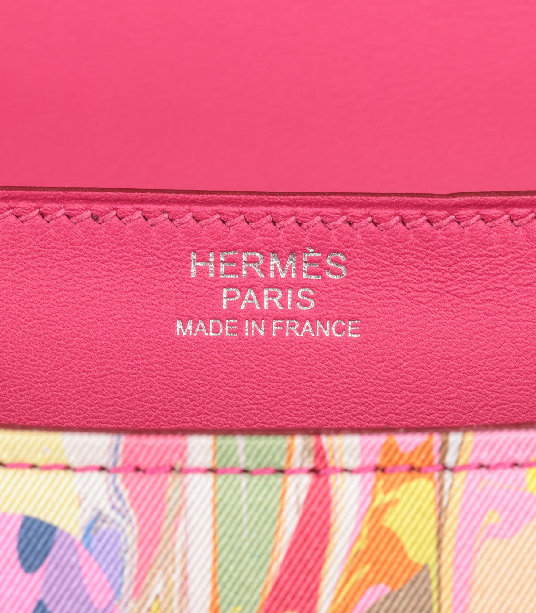 Hermès Rose Mexico Swift Leather & Marble Silk Constance 24 8