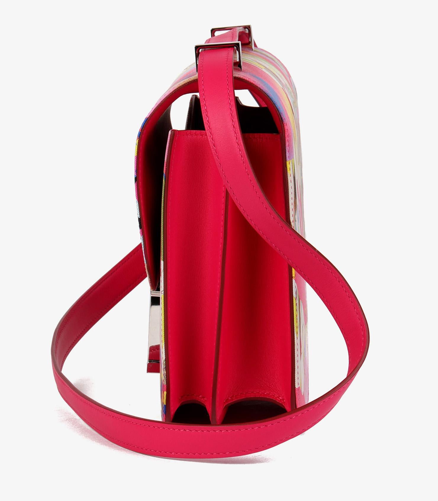 Women's or Men's Hermès Rose Mexico Swift Leather & Marble Silk Constance 24 For Sale