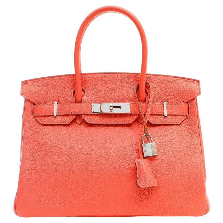 Hermès Rose Orange Togo 30 cm Birkin with Palladium For Sale at 1stDibs