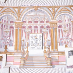 Hermes Rose Pale/Etoupe 'Grand Theatre Nouveau' Silk Scarf
