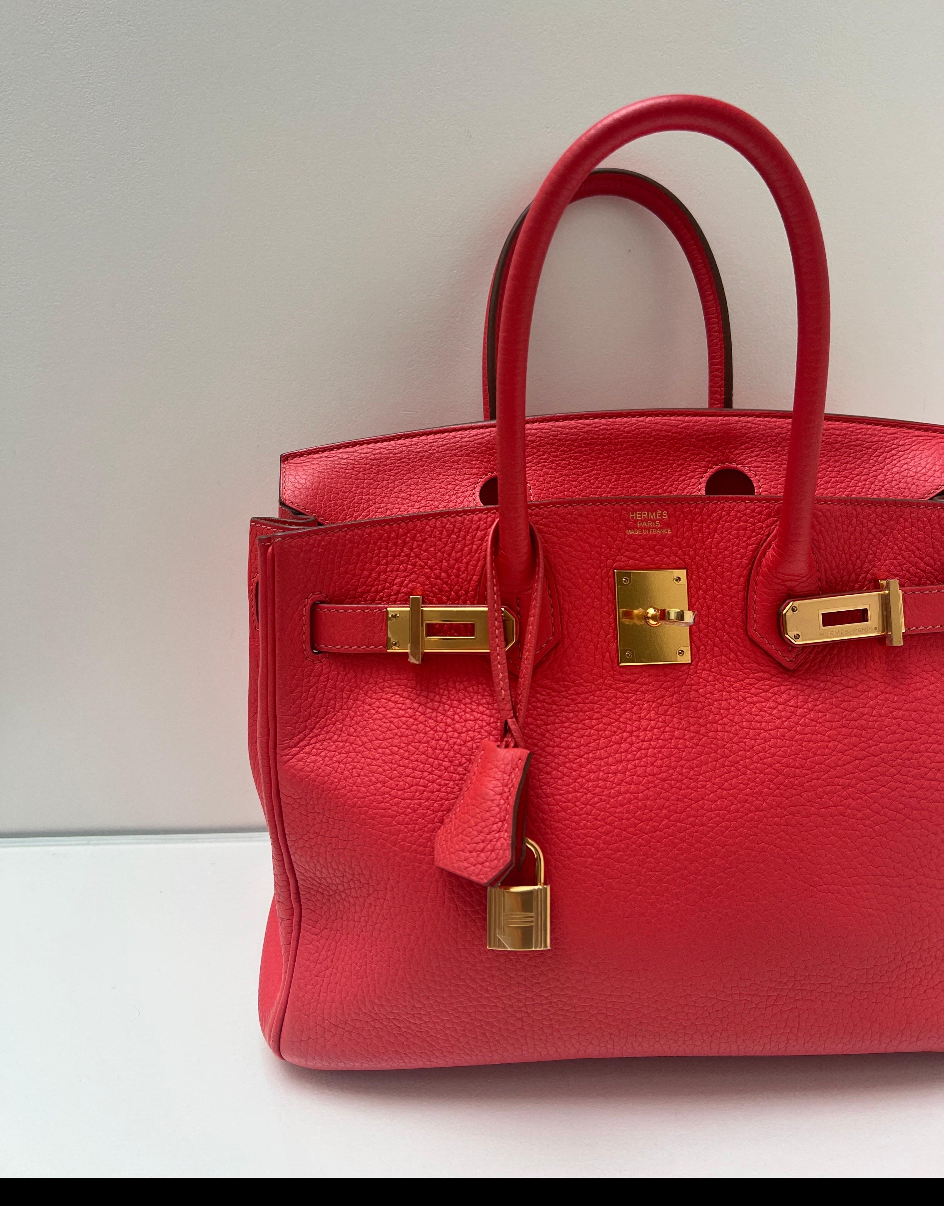 Red Hermes Rose Jaipur Birkin 30 Bag For Sale