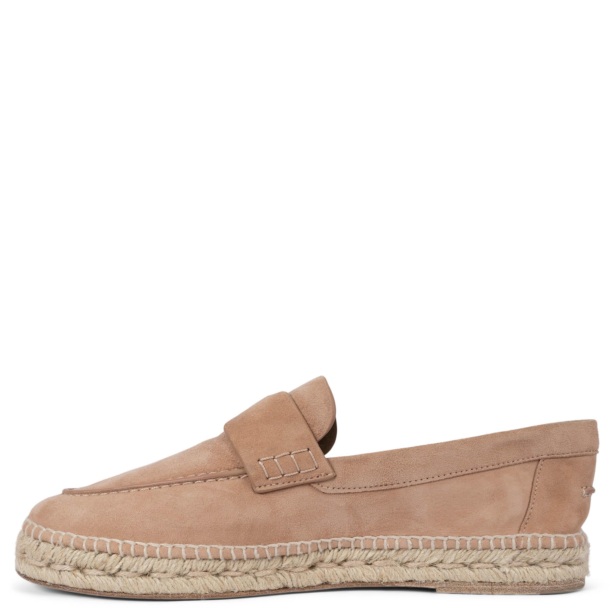 Brown HERMES Rose Porcelaine pink suede TRIP Espadrilles Flats Shoes 41 fit 40 For Sale