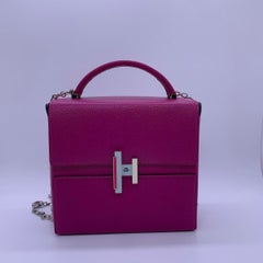 Hermes Rose Pourpre Chevre Mysore Cinhetic Boxy Top Handle Chain Bag