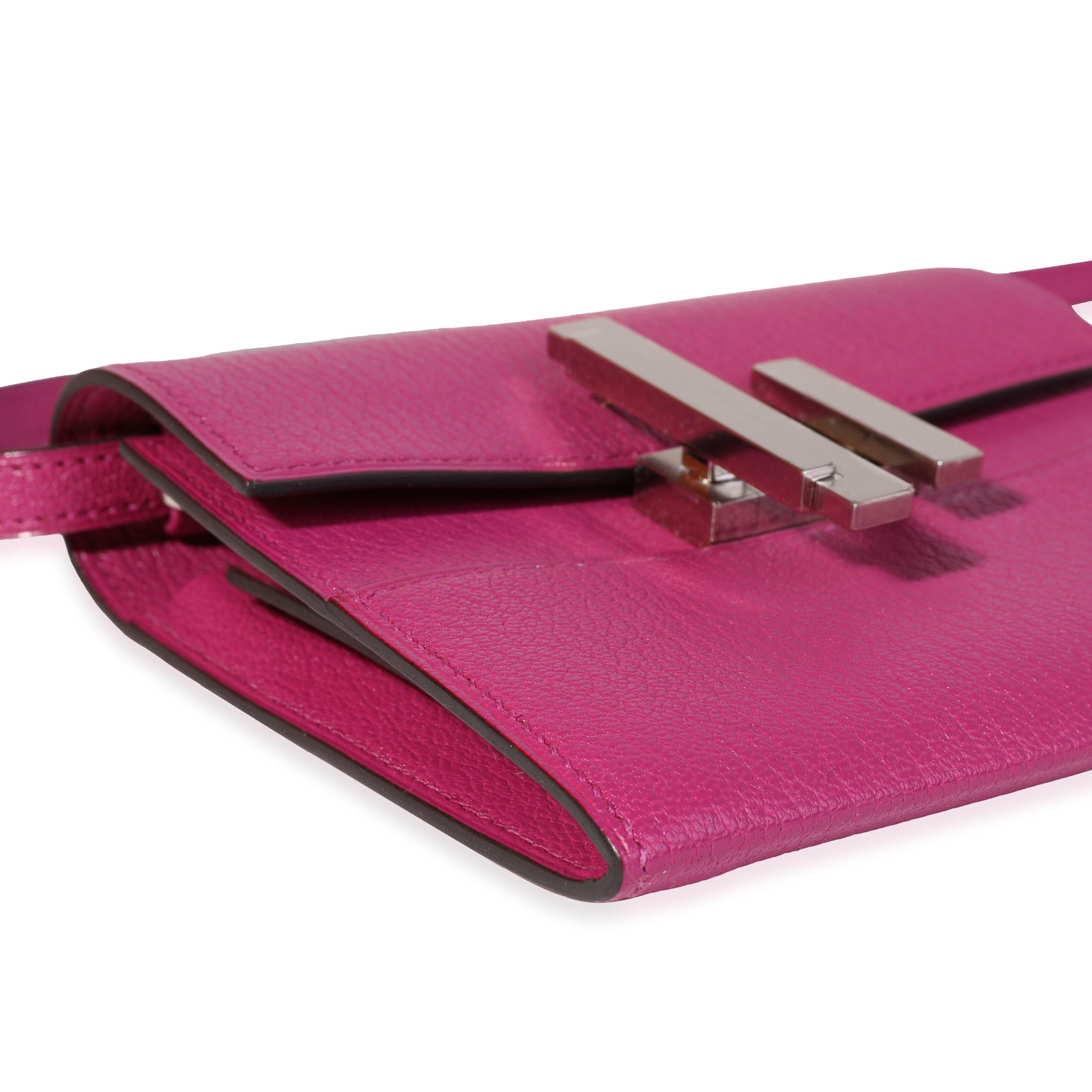 Portafoglio Hermès Rose Pourpre Chévre Mysore Mini Cinhetic PHW In condizioni ottime a New York, NY