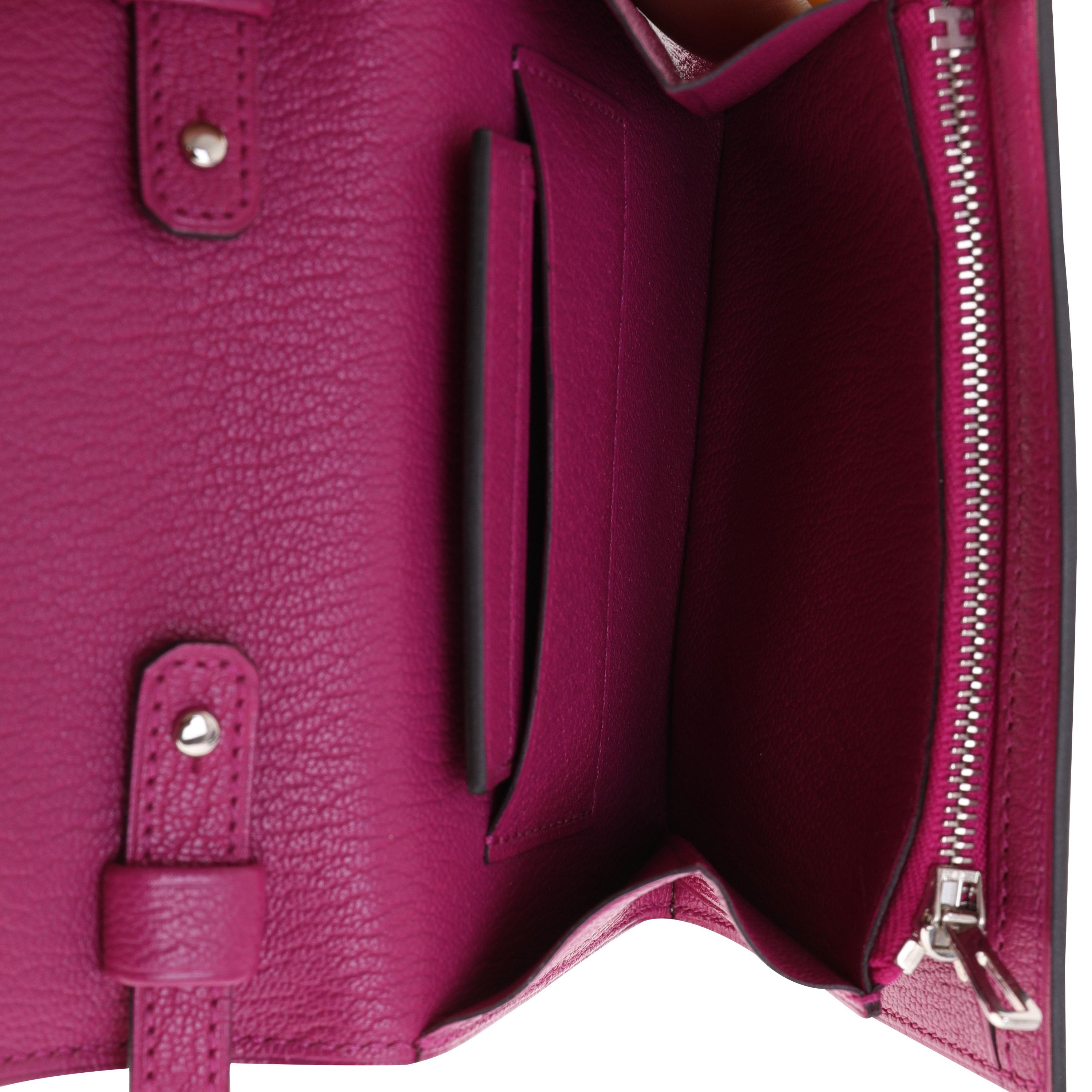 Donna Portafoglio Hermès Rose Pourpre Chévre Mysore Mini Cinhetic PHW