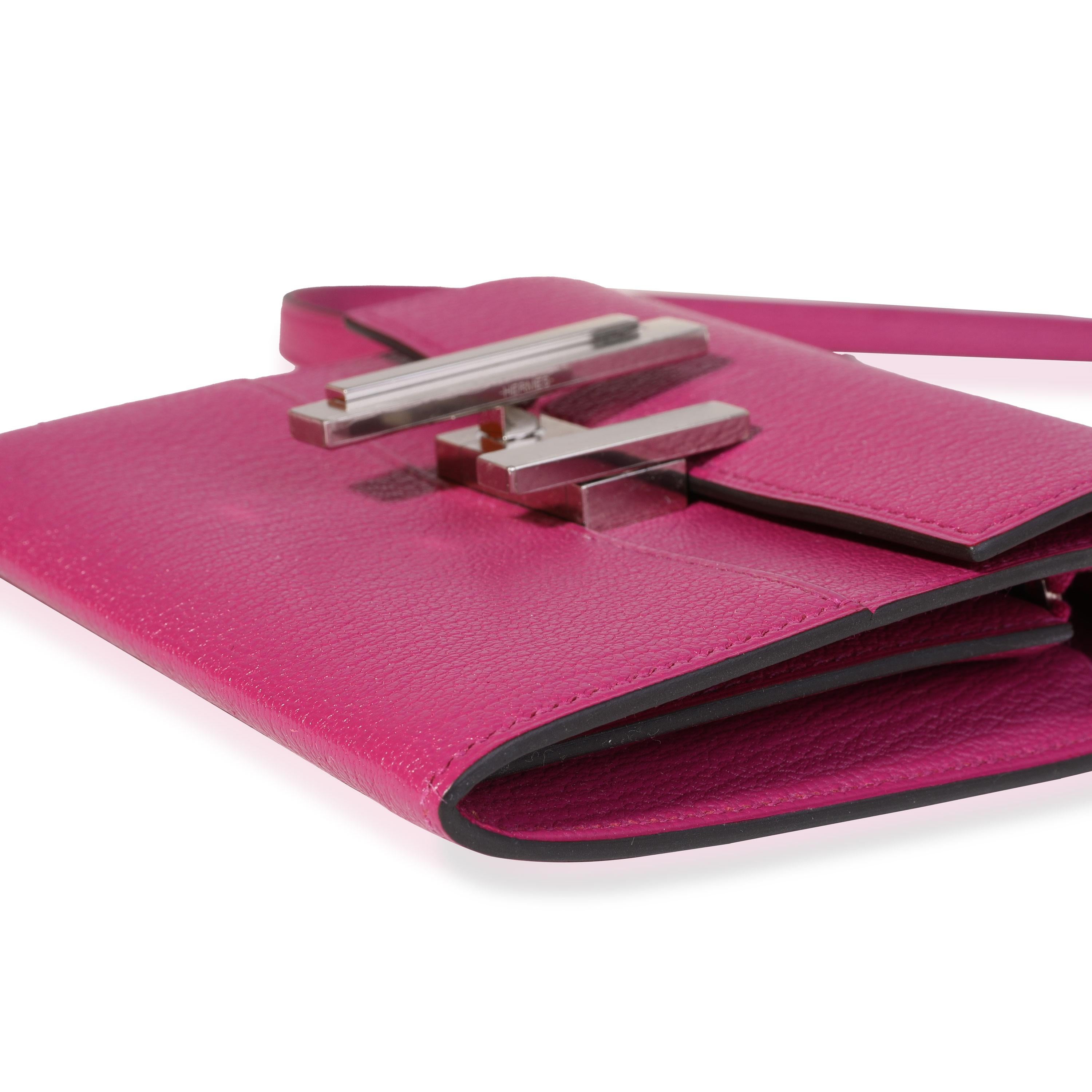 Portafoglio Hermès Rose Pourpre Chévre Mysore Mini Cinhetic PHW 1