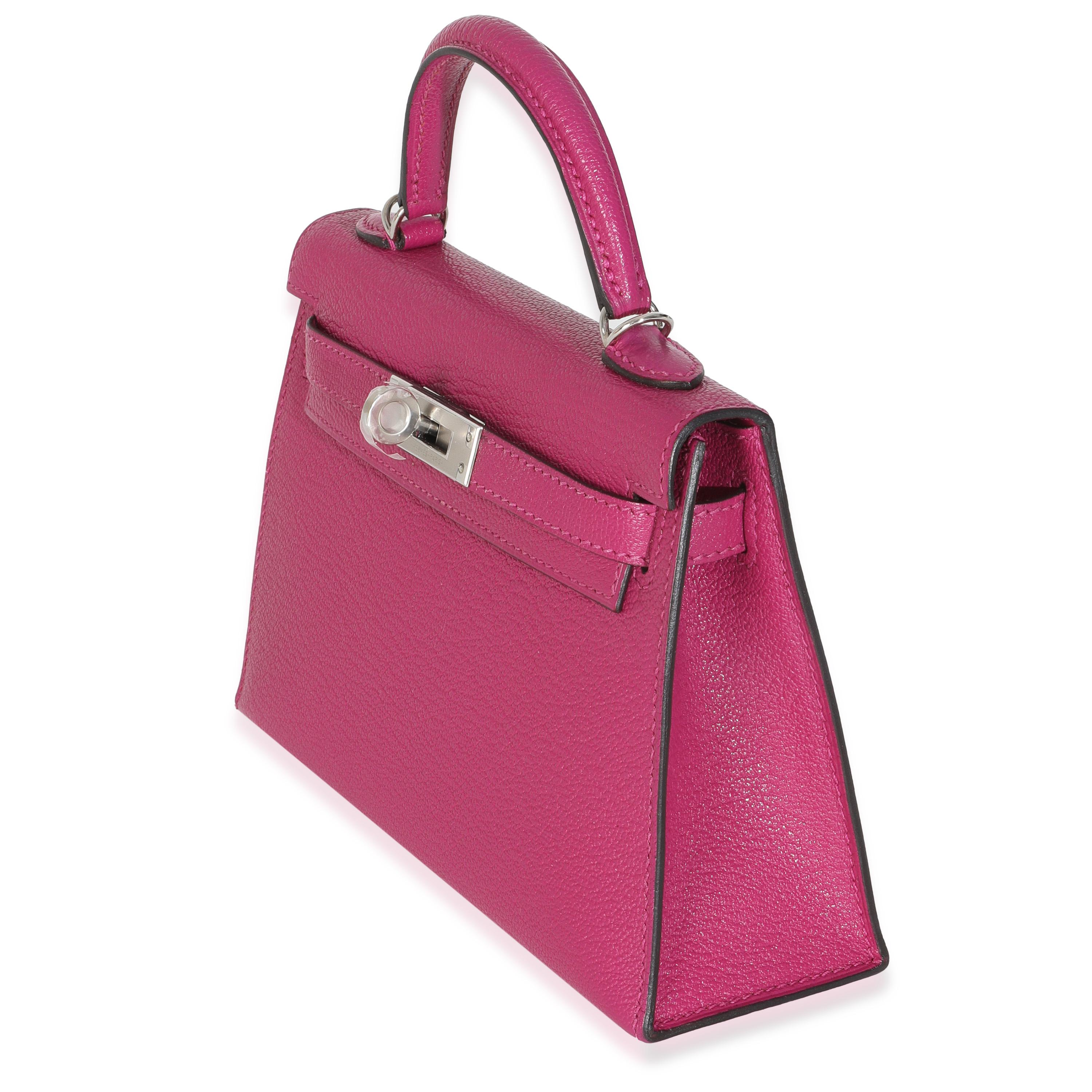 Hermès Rose Pourpre Chevre Mysore Sellier Mini Kelly 20 II PHW
SKU: M147455

Condition Description: Officially renamed in 1977, the Kelly tote bag from Hermès was originally called the Sac à Dépêches (which translates as ‘the dispatch bag’). The