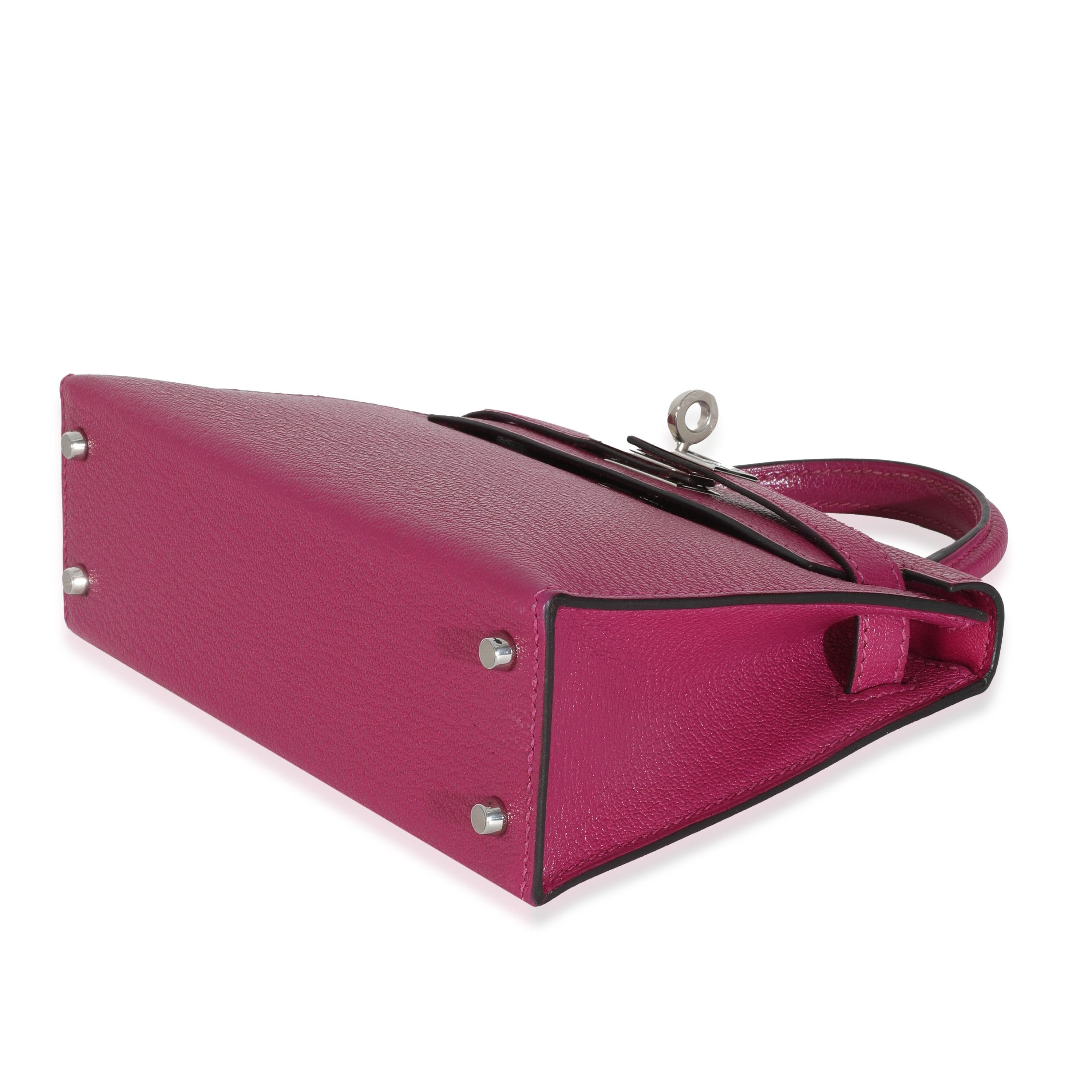 Hermès Rose Pourpre Chevre Mysore Sellier Mini Kelly 20 II PHW For Sale 1
