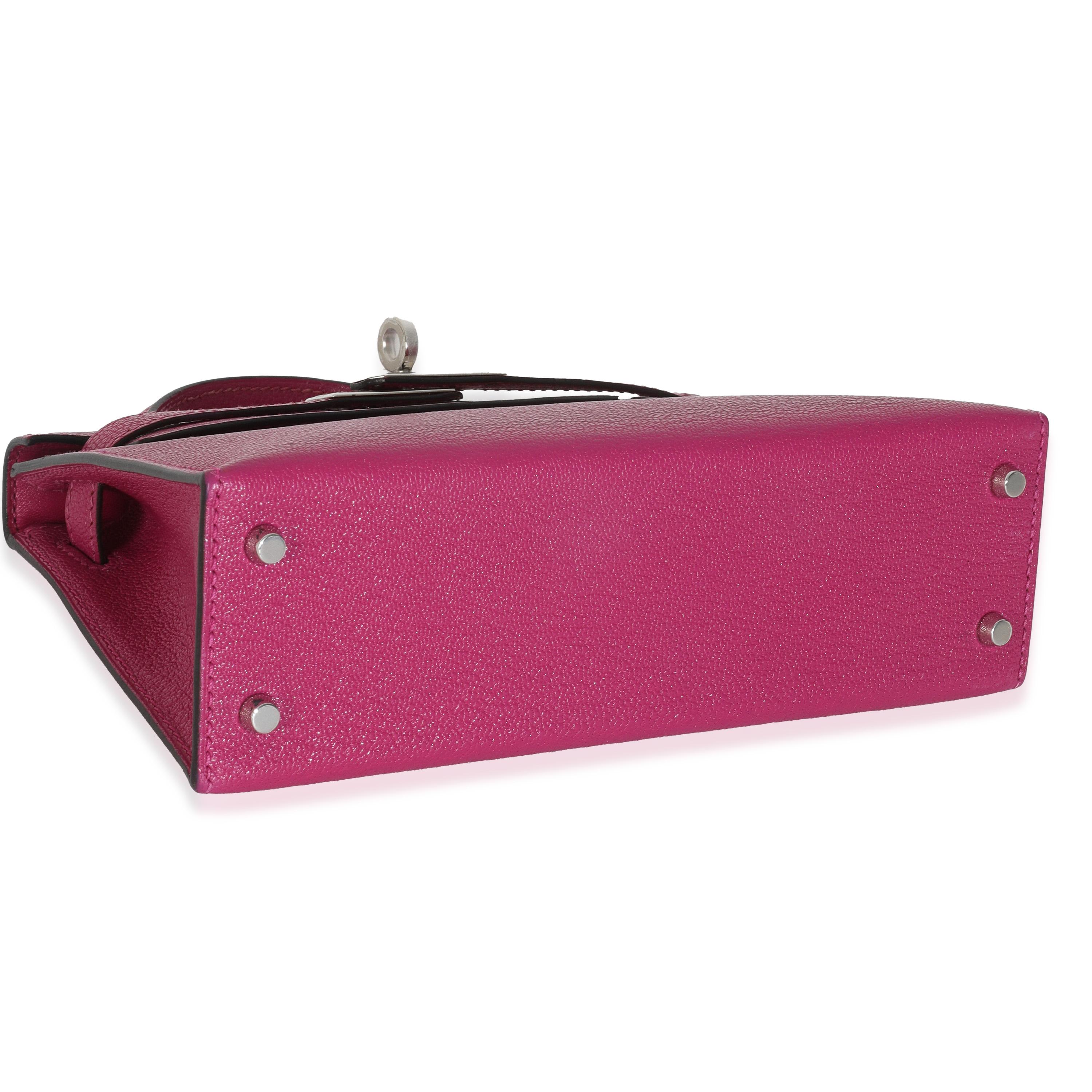 Hermès Rose Pourpre Chevre Mysore Sellier Mini Kelly 20 II PHW For Sale 2