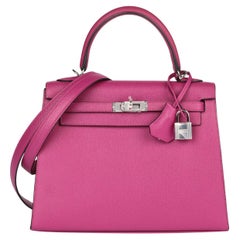 Hermès Rose Pourpre Epsom Pelle Kelly 25cm Sellier