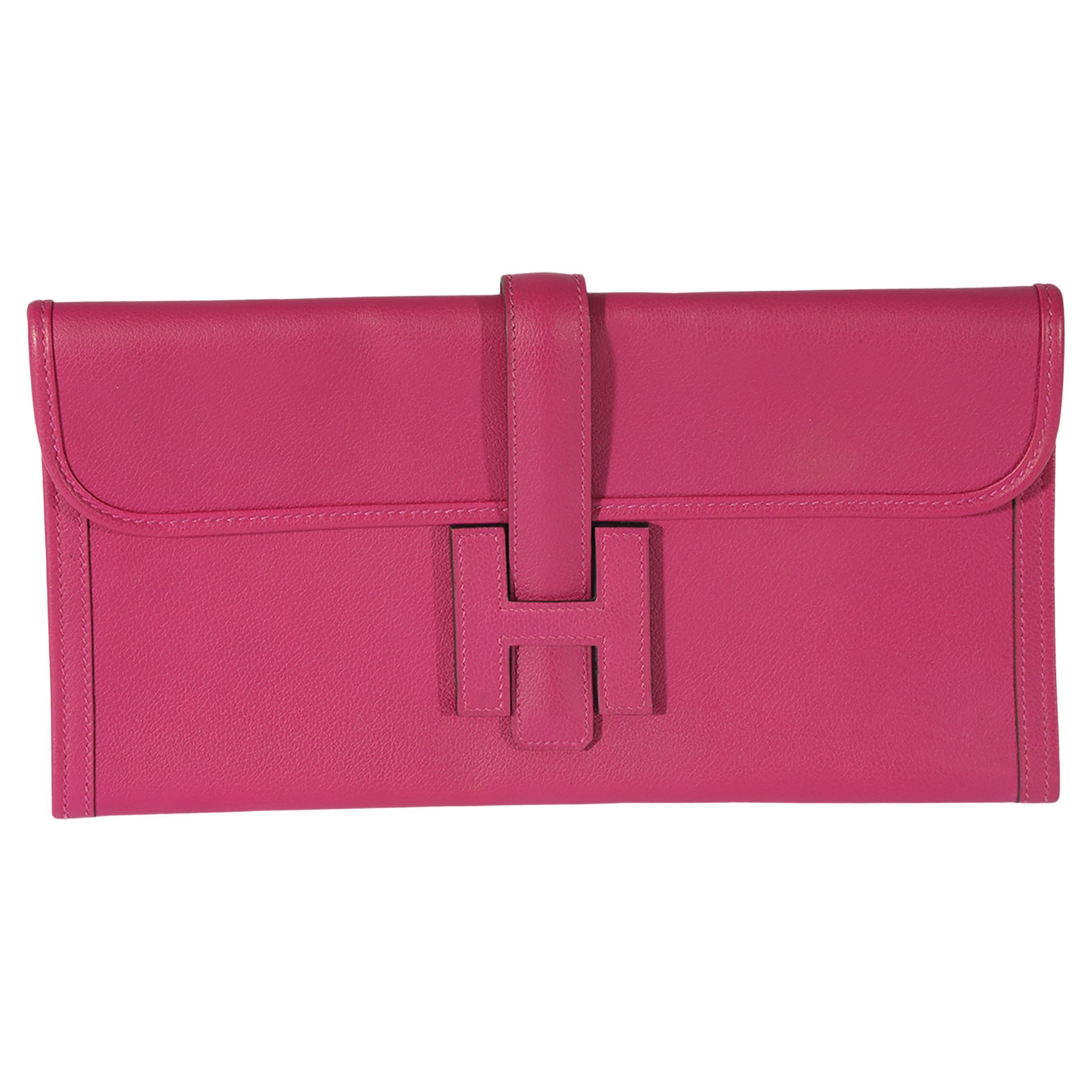 Hermes Very Rare Medor Clutch Bag Rose Lipstick Pink For Sale at 1stDibs