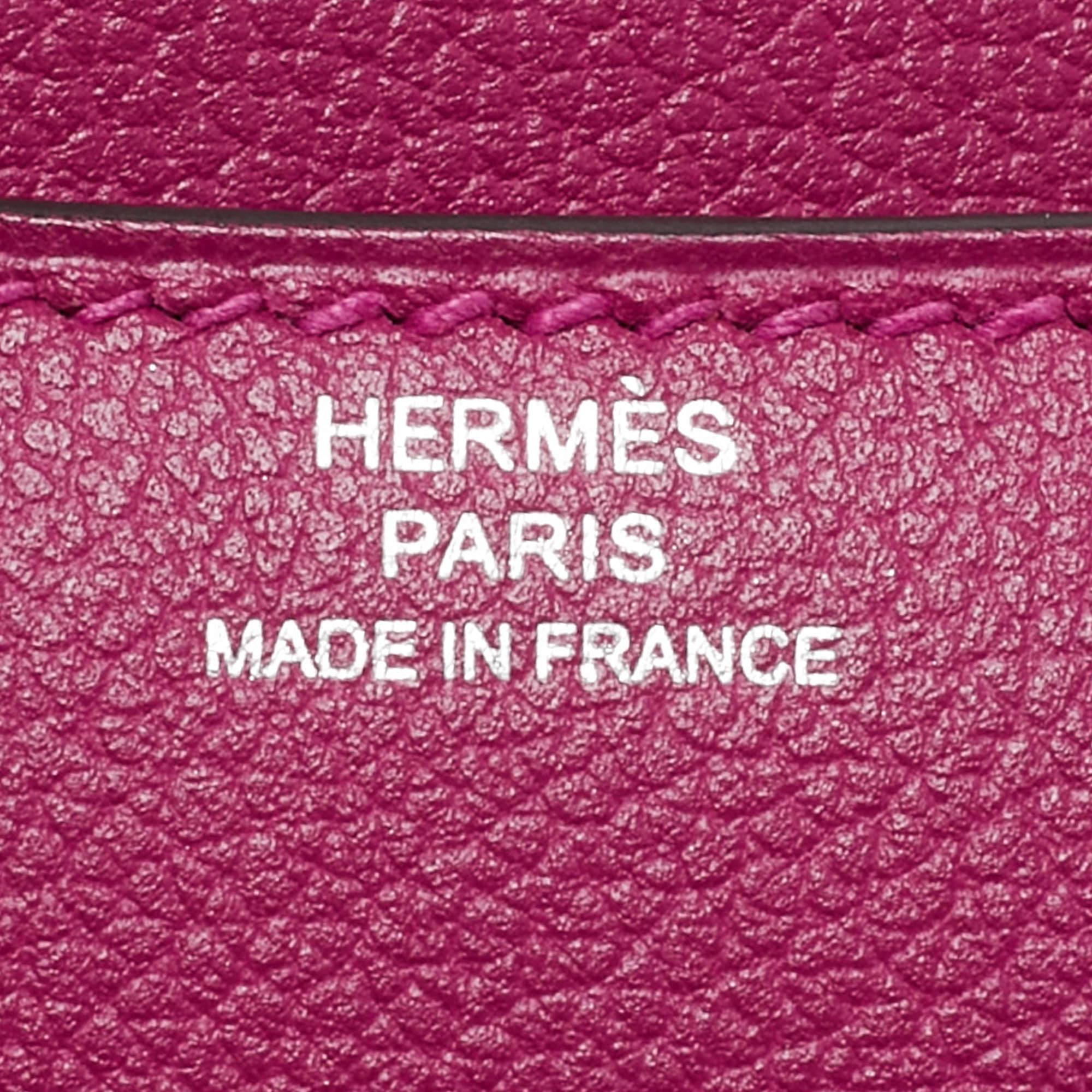 Hermès Rose Pourpre Evercolor Leather Palladium Finish Constance III Mini Bag 6
