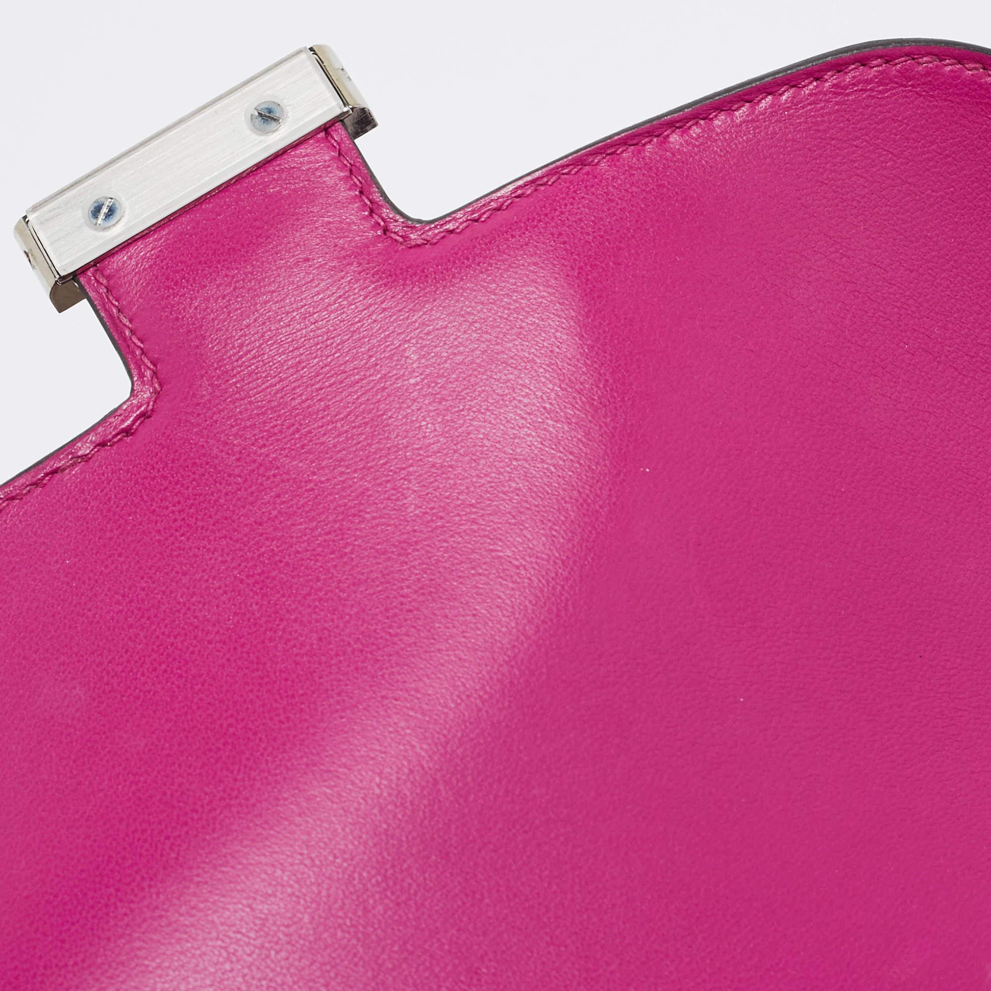 Women's Hermès Rose Pourpre Evercolor Leather Palladium Finish Constance III Mini Bag