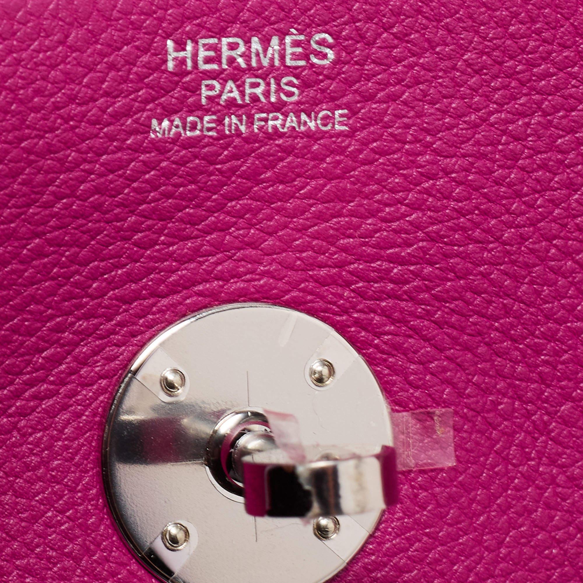 Hermes Rose Pourpre Evercolor Leather Palladium Finish Lindy 30 Bag 2