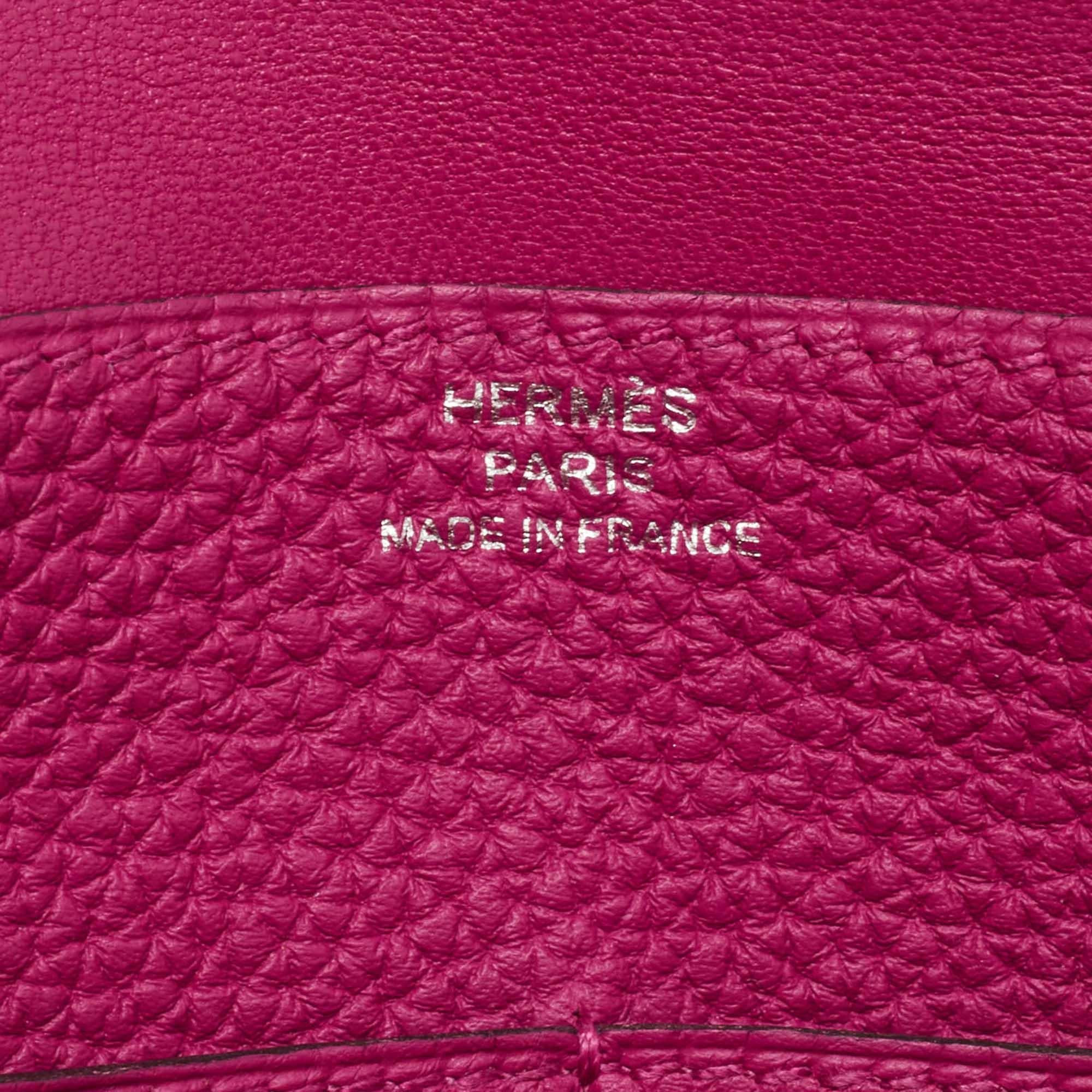 Hermes Rose Pourpre Leather Dogon Compact Wallet 9