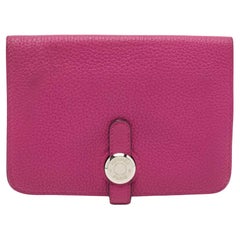 Hermes Rose Pourpre Leather Dogon Compact Wallet
