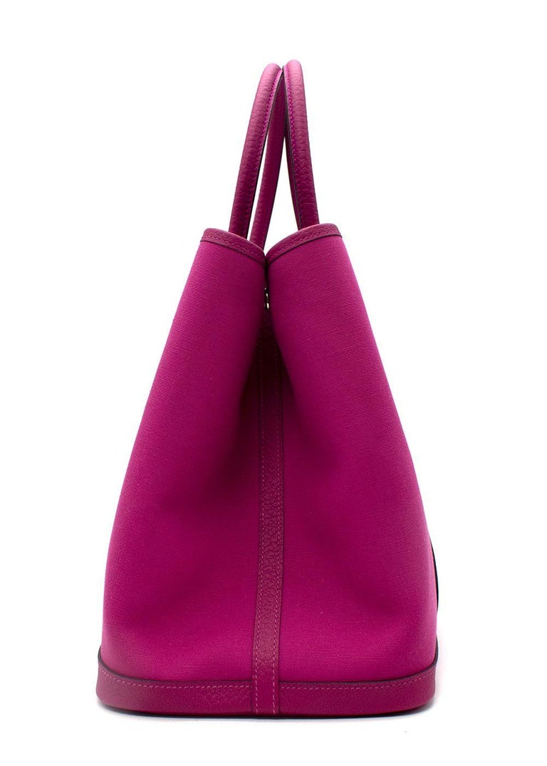 Hermes Garden Party 36cm Canvas Handbag Hot Pink Replica Sale