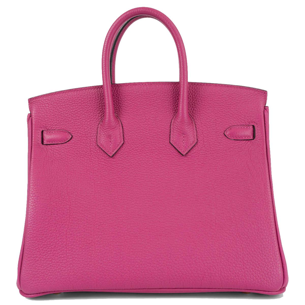 Women's HERMES Rose Pourpre pink Togo leather BIRKIN 25 Bag w Gold