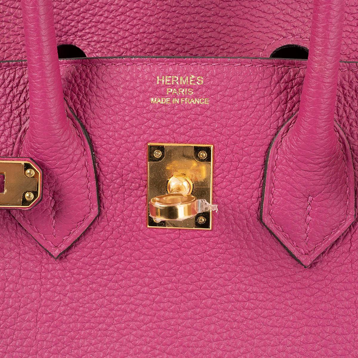 HERMES Rose Pourpre pink Togo leather BIRKIN 25 Bag w Gold 4