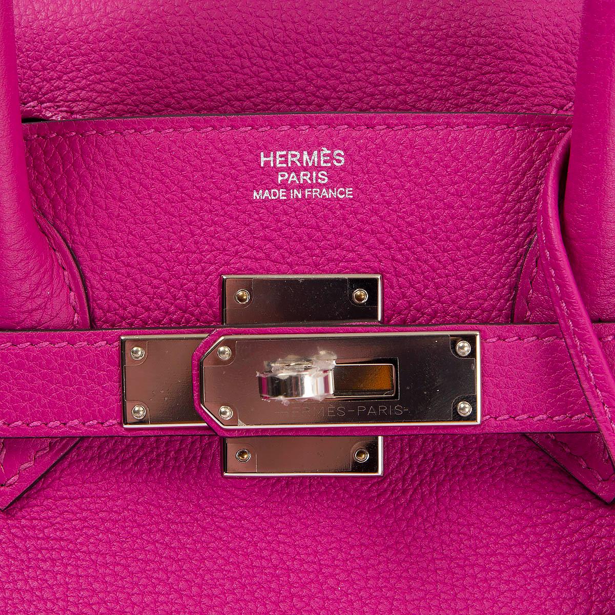HERMES Rose Pourpre pink Togo leather BIRKIN 30 Bag Palladium RARE In New Condition For Sale In Zürich, CH