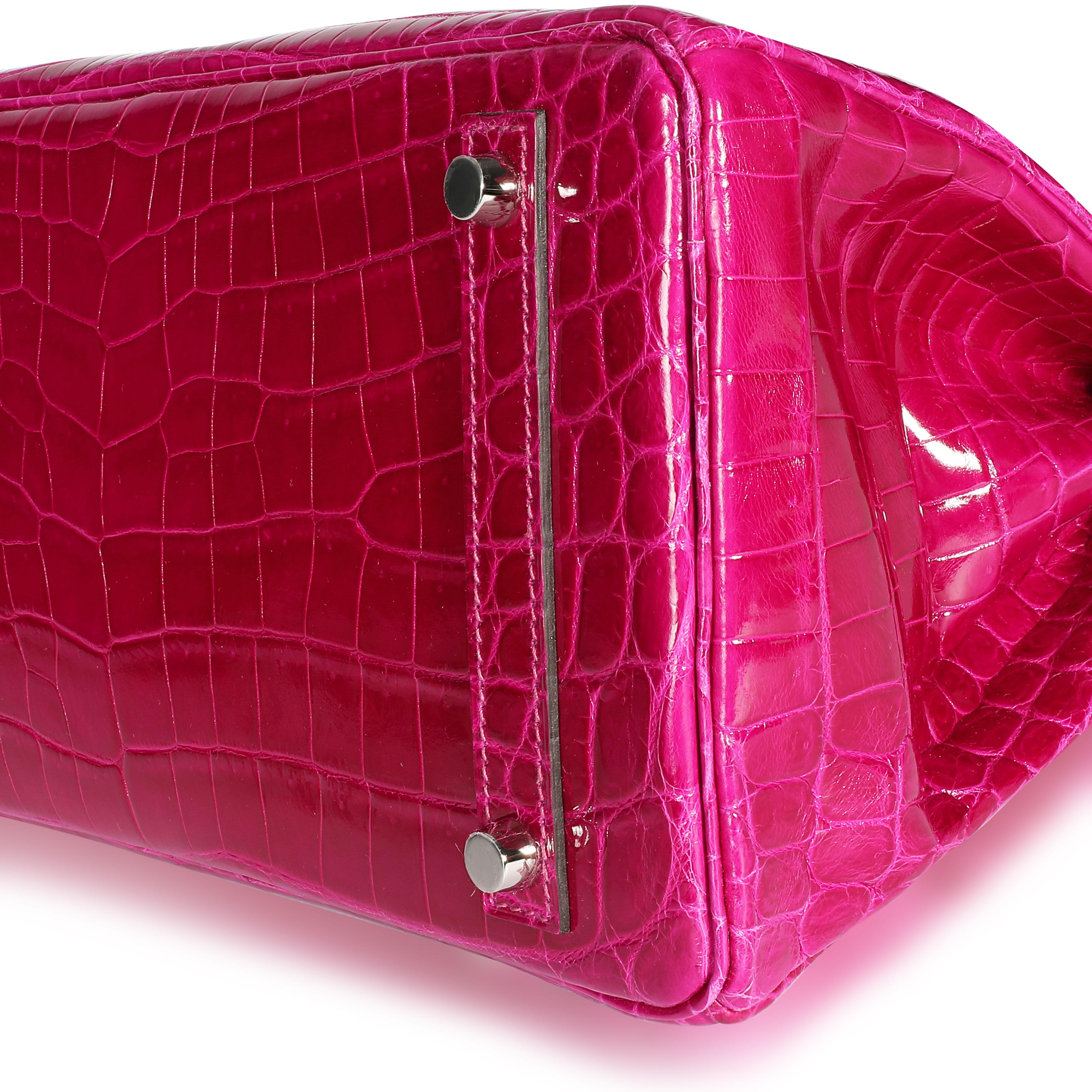 Hermès Rose Pourpre Shiny Niloticus Birkin 30 PHW en vente 2