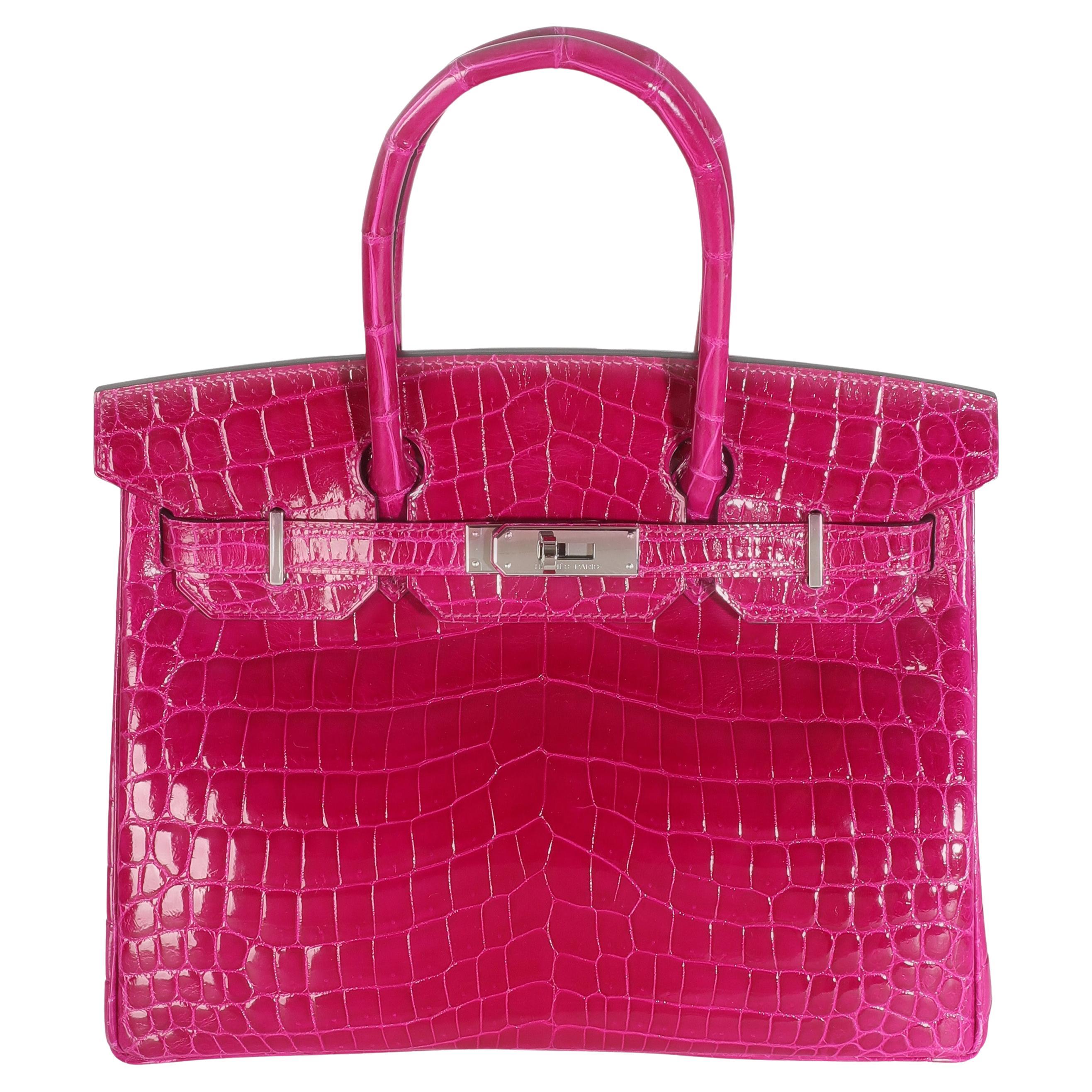 Hermès Rosa Pourpre Brillante Niloticus Birkin 30 PHW