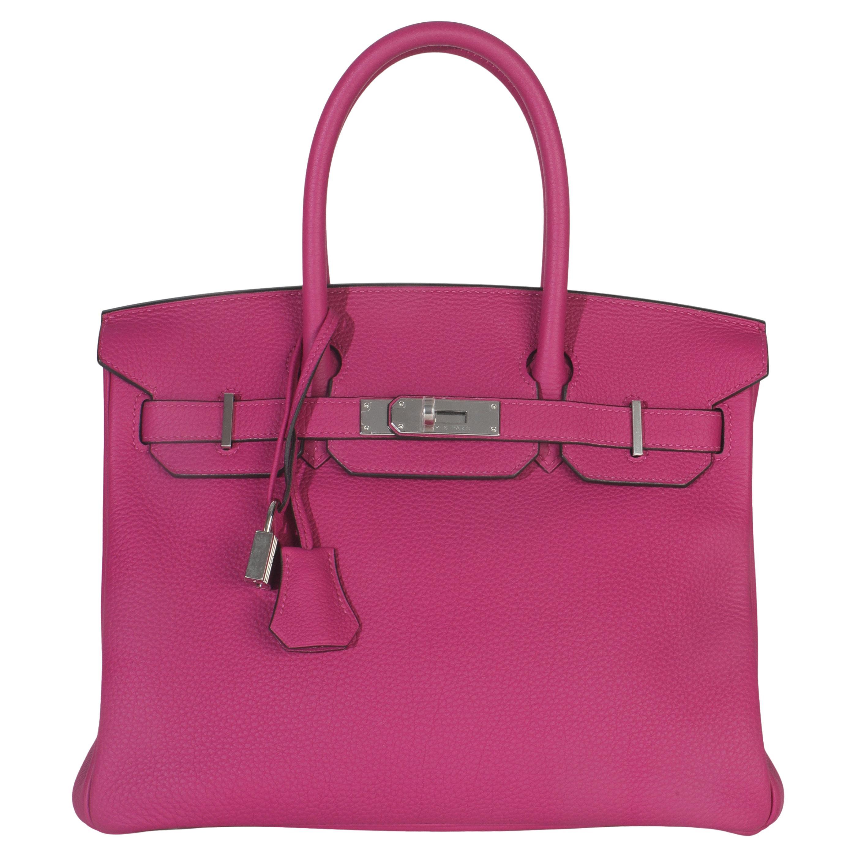 Hermès Rose Pourpre Togo Birkin 30 PHW in vendita