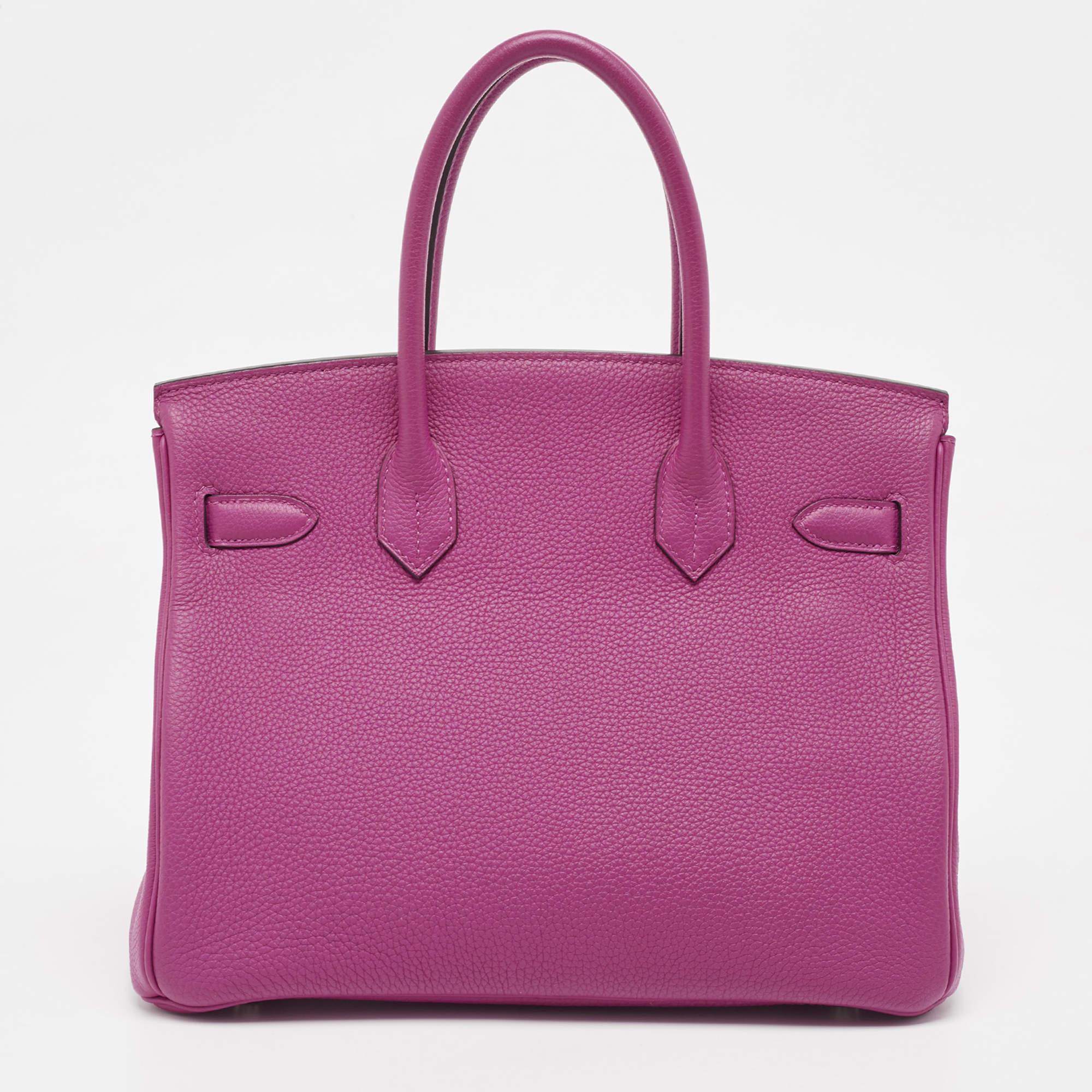 Hermès Rose Pourpre Togo Leather Palladium Finish Birkin 30 Bag 5