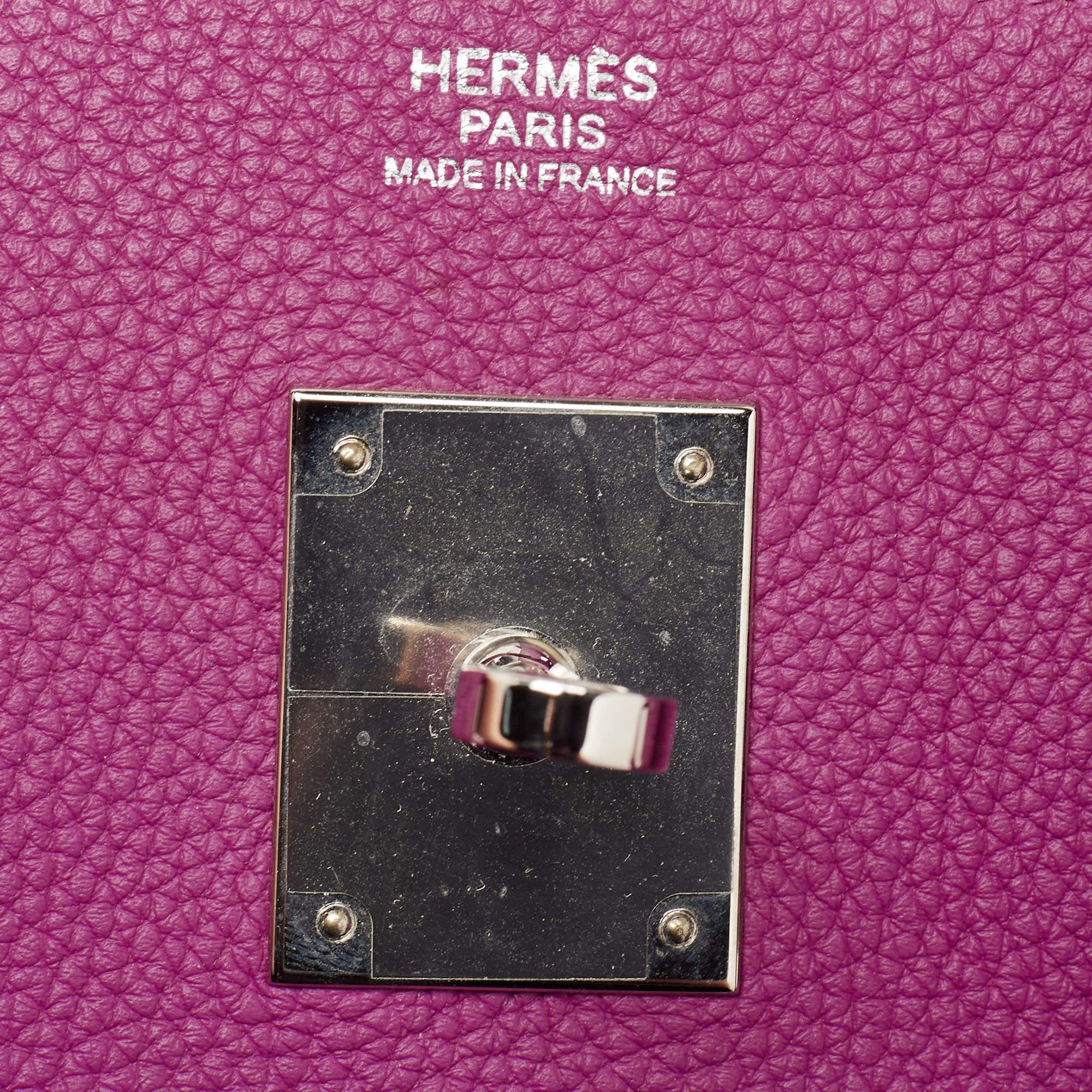 Hermès Rose Pourpre Togo Leather Palladium Finish Birkin 30 Bag 8