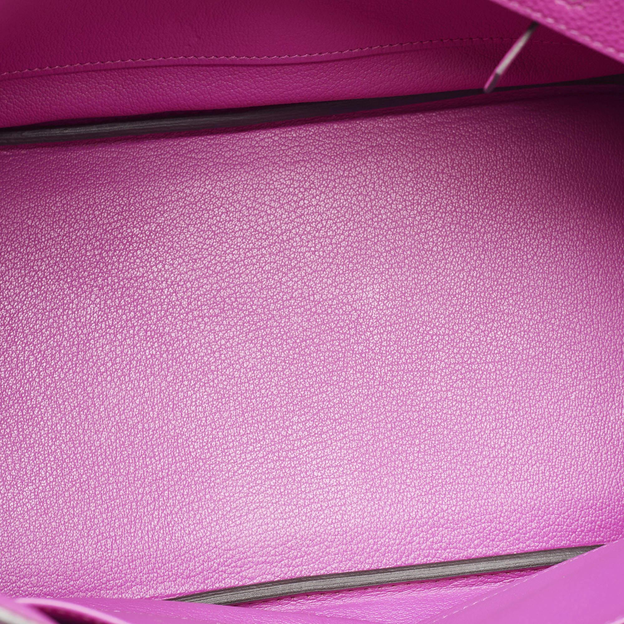 Pink Hermès Rose Pourpre Togo Leather Palladium Finish Birkin 30 Bag