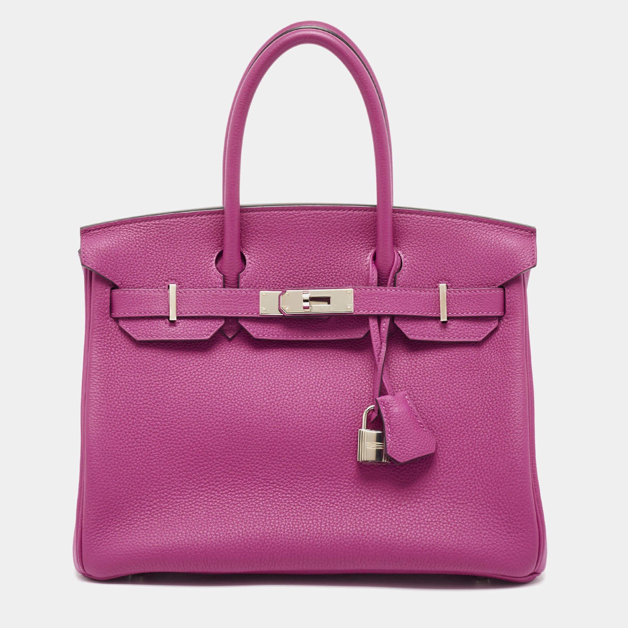 Hermès Rose Pourpre Togo Leather Palladium Finish Birkin 30 Bag 1