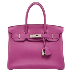 Hermès Rose Pourpre Togo Leather Palladium Finish Birkin 30 Bag
