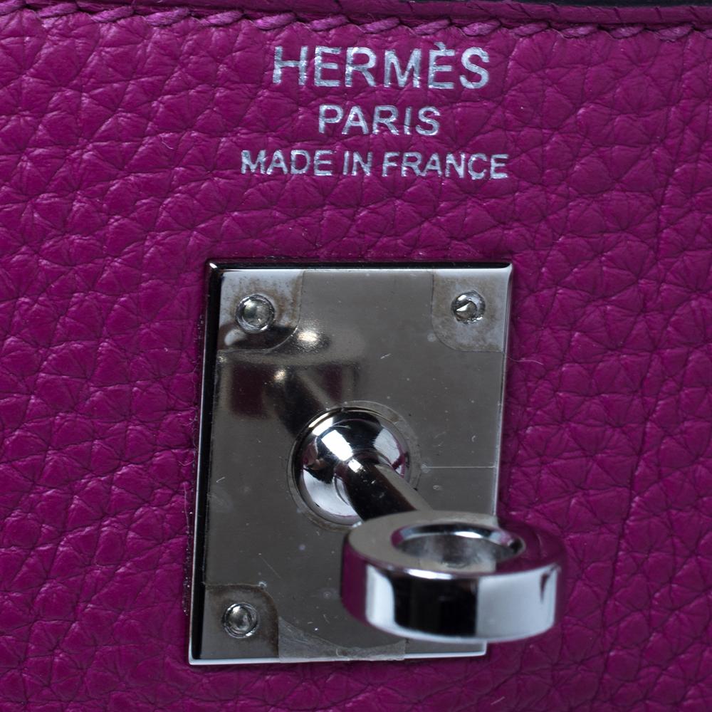 Women's Hermes Rose Pourpre Togo Leather Palladium Finished Kelly Retourne 25 Bag