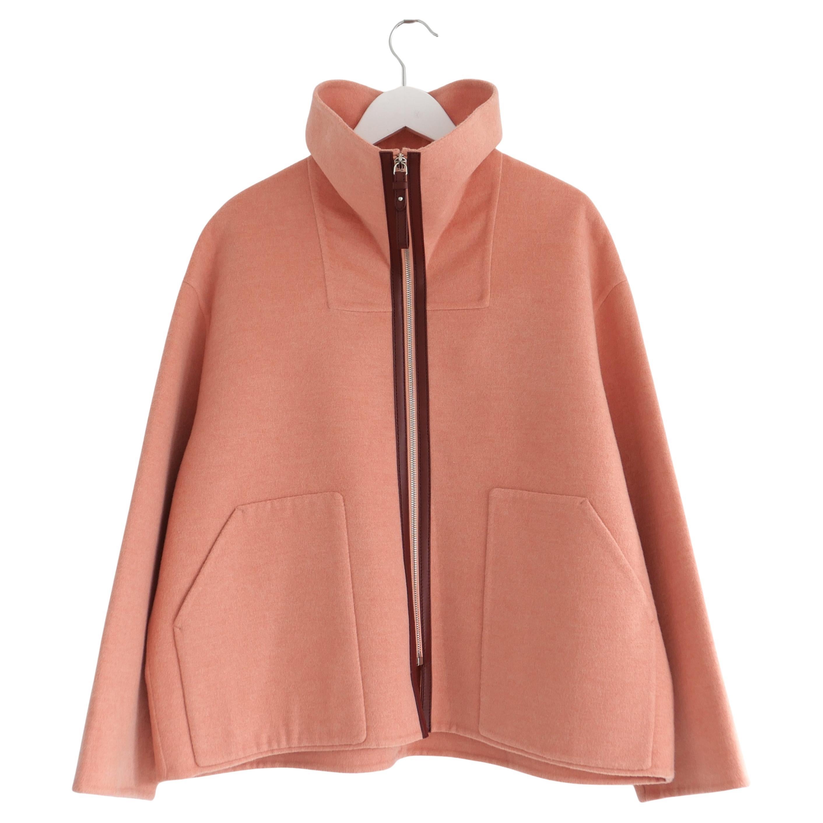 Hermes Rose Quartz Double Faced Cashmere Cape Fit Jacket