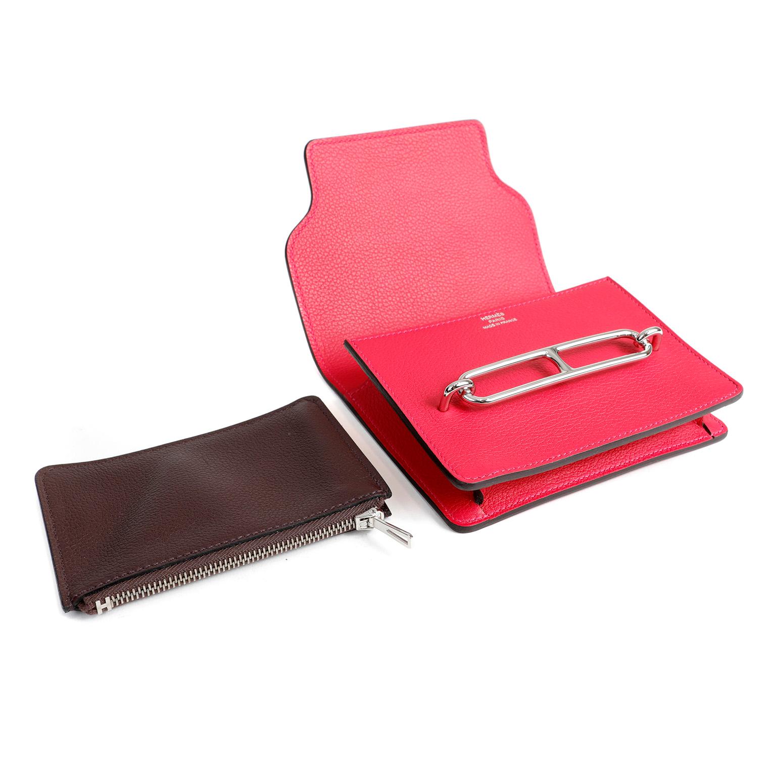 Women's Hermès Rose Red Evercolor  Roulis Belt Bag For Sale