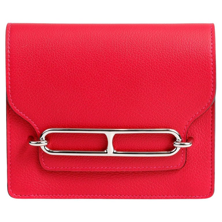 Hermès Rosa Rojo Evercolor Riñonera Roulis en venta en 1stDibs