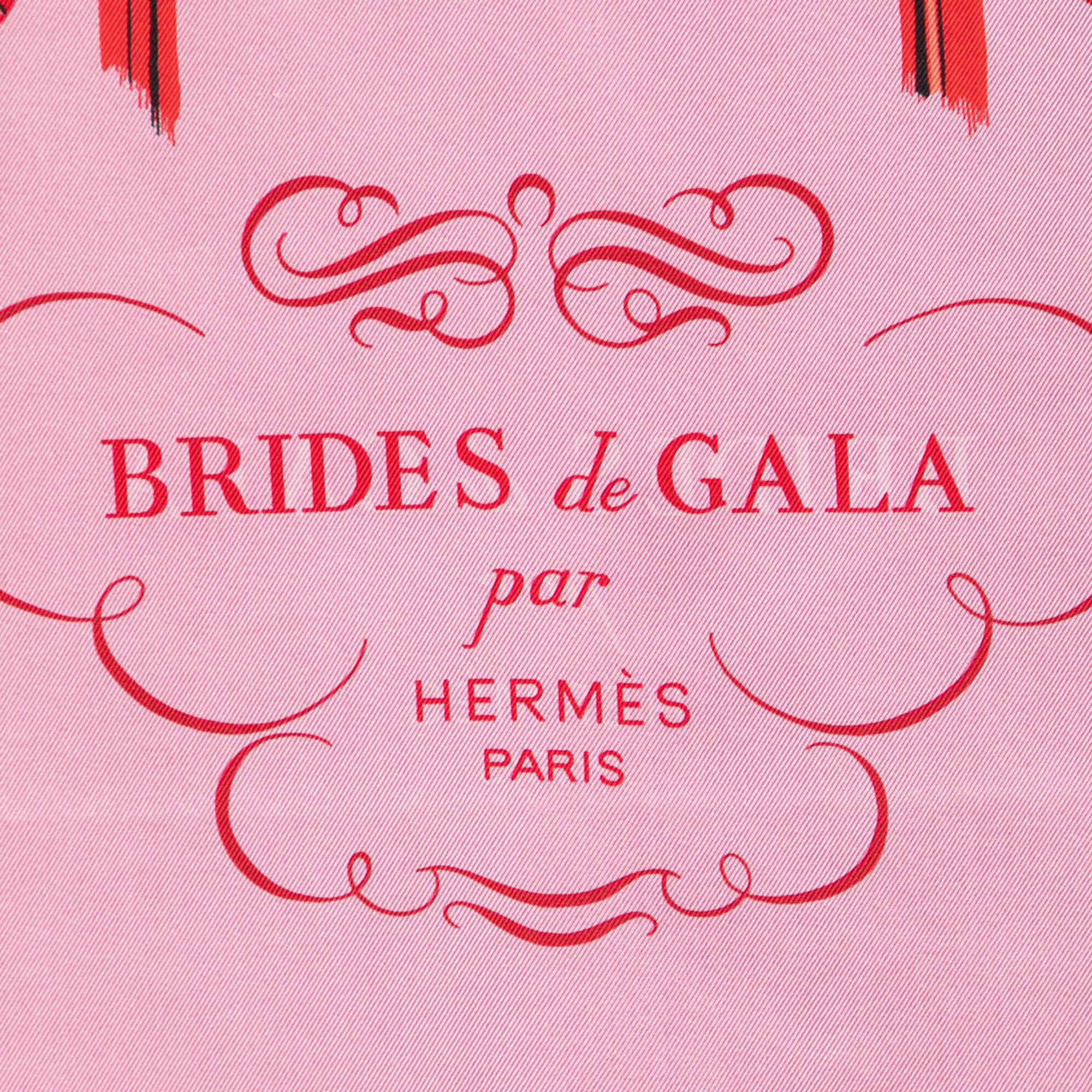 Hermes Rose/Rouge Brides de Gala Double Face Silk Scarf 1