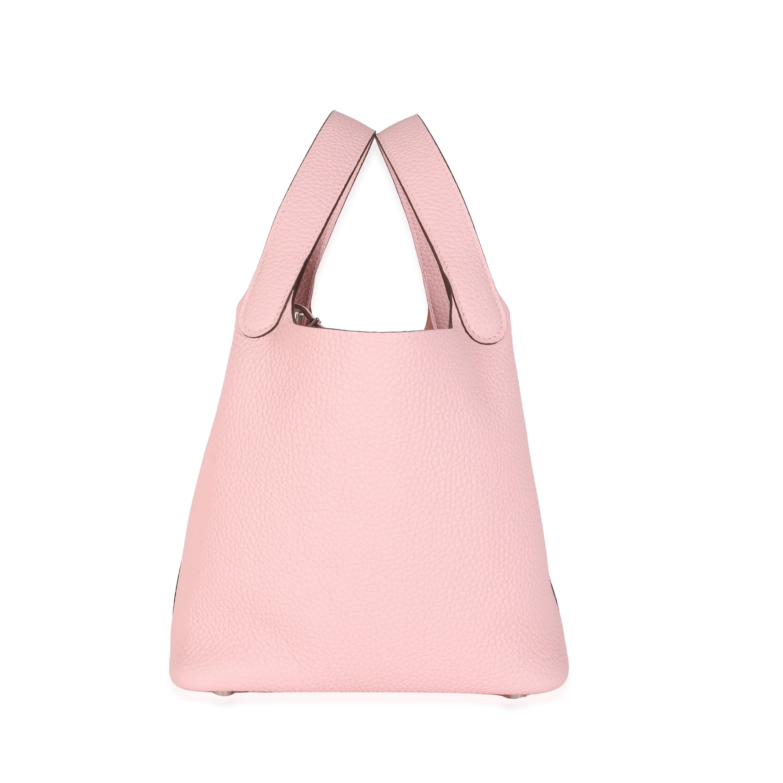 Listing Title: Hermès Rose Sakura Clemence Picotin Lock 18 PHW
SKU: Z144255
Condition: Pre-owned 
Condition Description: Hermès has a long history of ties with the equestrian world, which has had a significant influence on the house designs to this