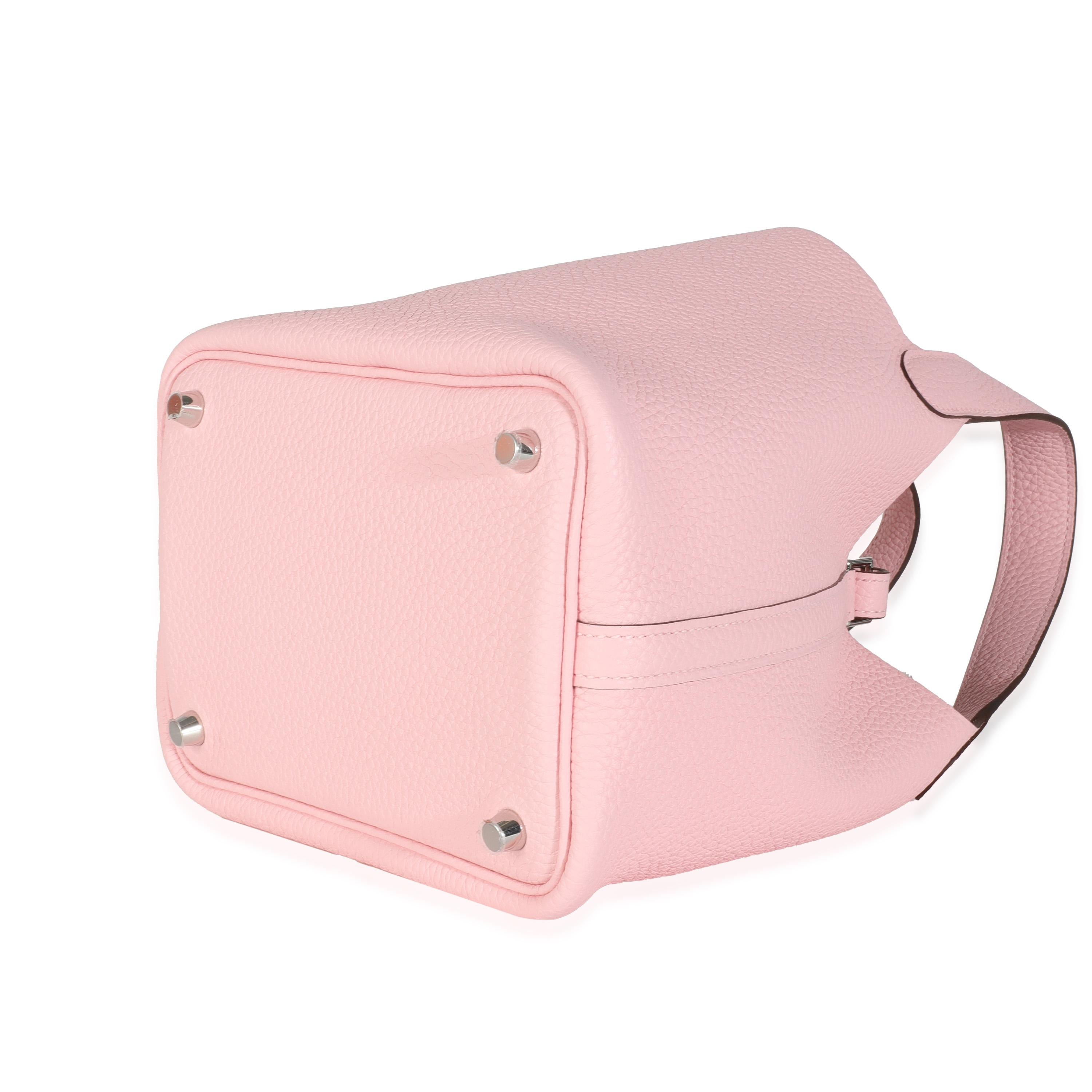Women's or Men's Hermès Rose Sakura Clemence Picotin Lock 18 PHW