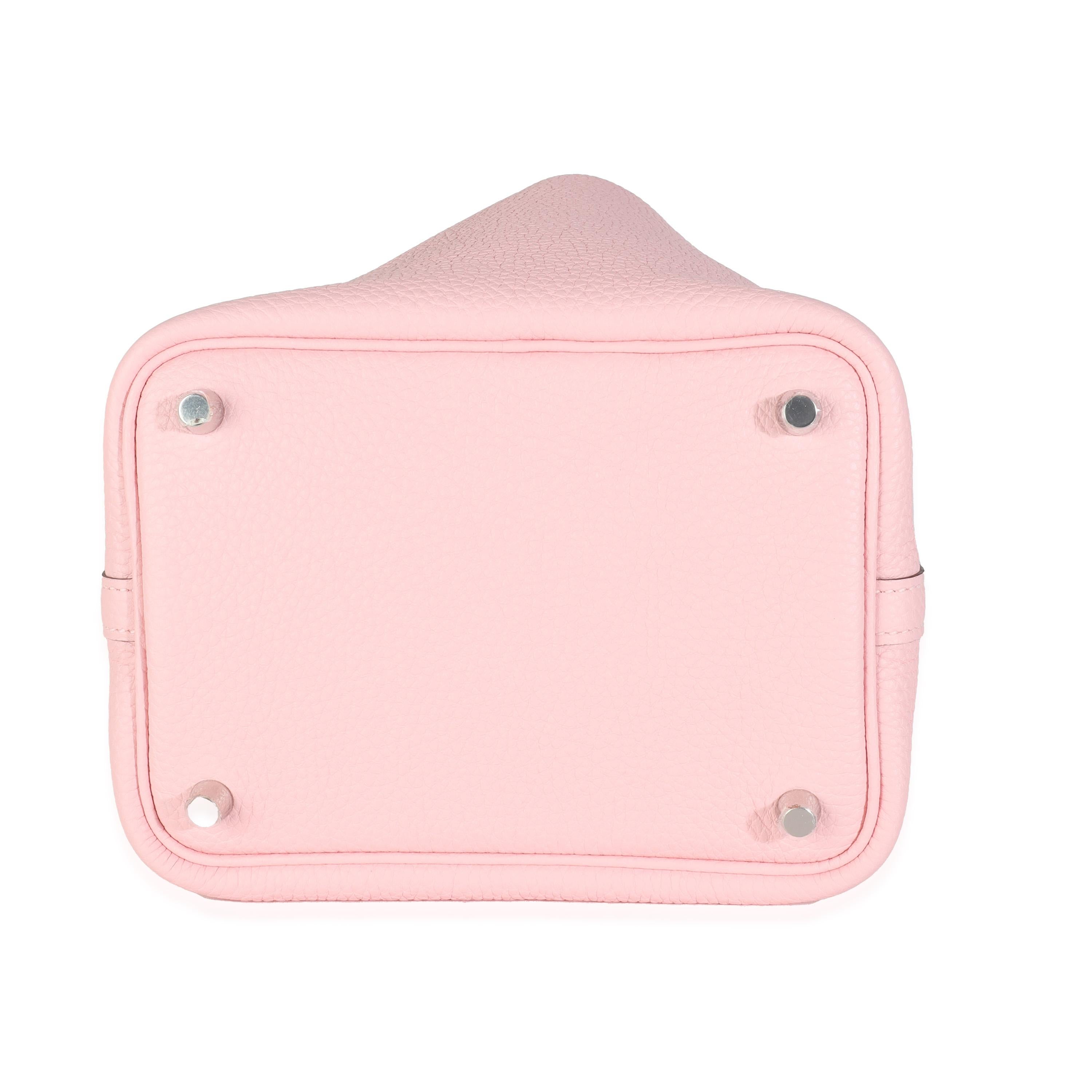 Hermès Rose Sakura Clemence Picotin Lock 18 PHW 2